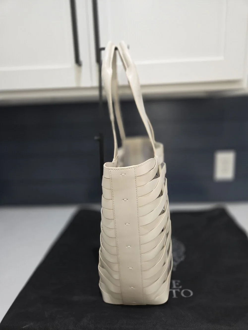 Vince Camuto Cecil Woven Tote In Coconut Cream  Leather